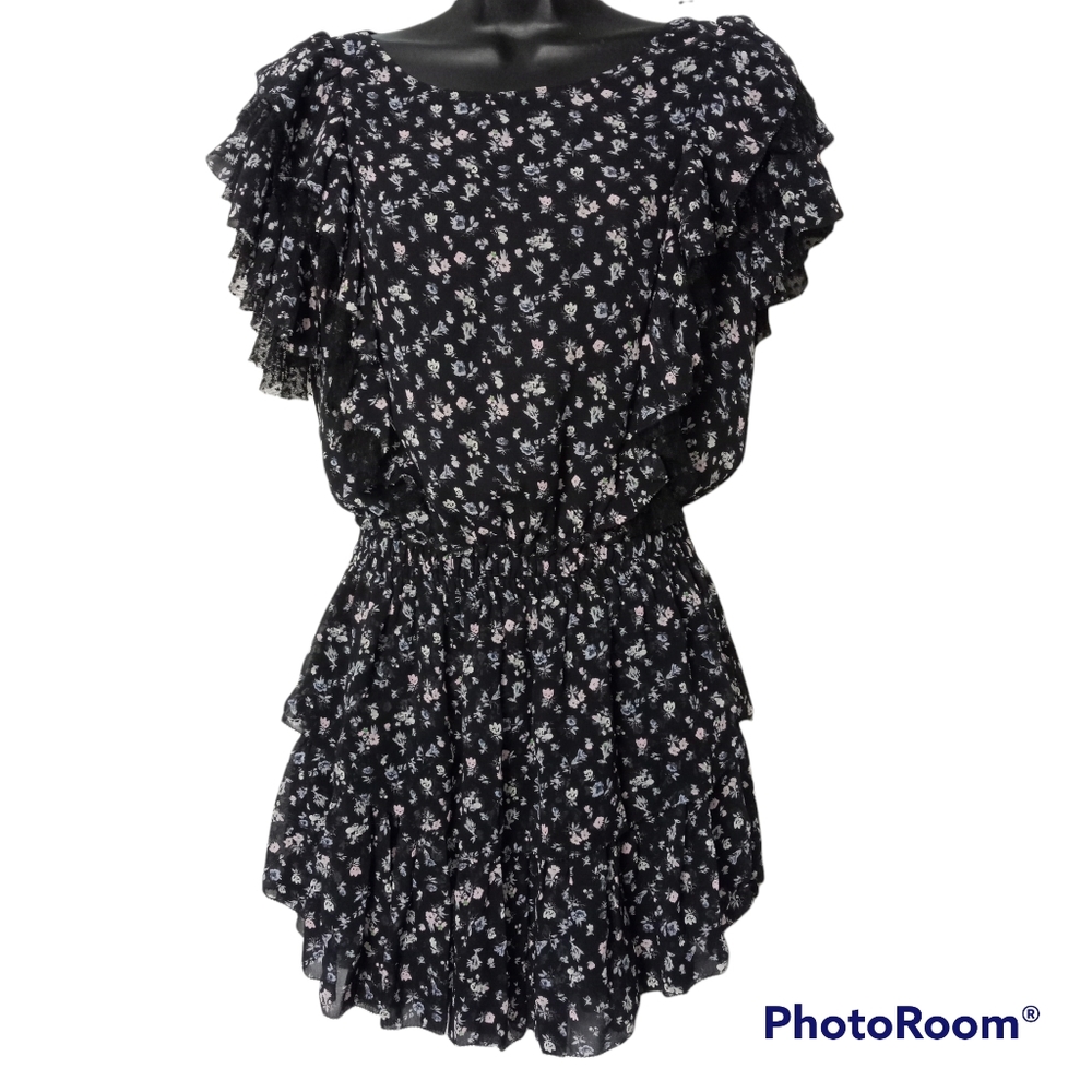 LoveShackFancy Black Floral Dress